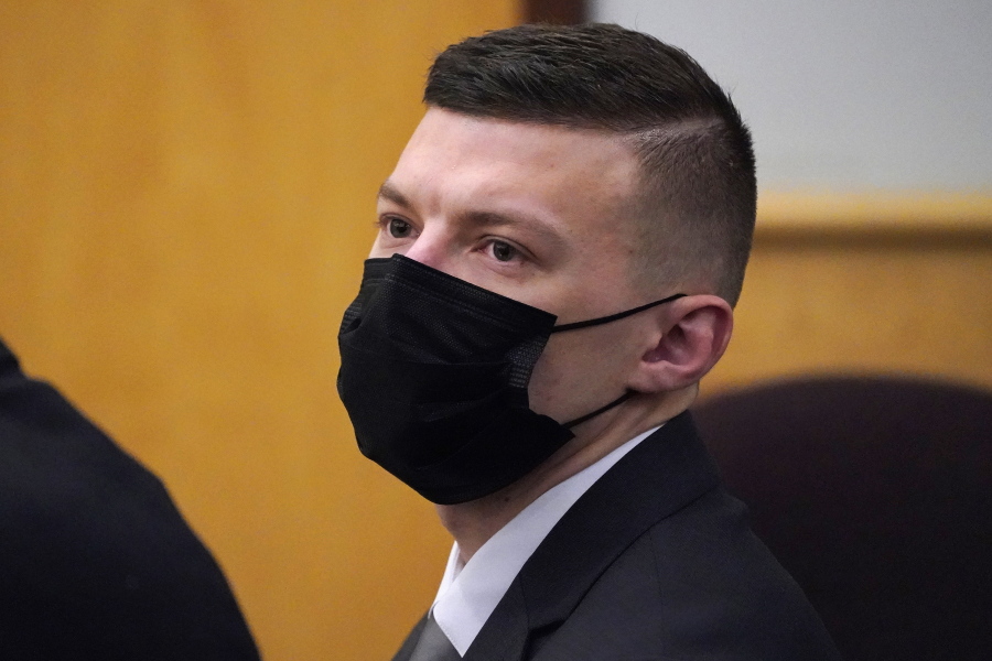FILE - Volodymyr Zhukovskyy listens to evidence during his pretrial hearing at the Coos County Superior Court, on, Nov. 9, 2021, in Lancaster, N.H. Zhukovskyy, 25, of West Springfield, Mass., is scheduled to face trial starting on July 25, 2022, on multiple counts of negligent homicide, manslaughter, driving under the influence and reckless conduct stemming from the crash that killed seven motorcyclists that happened in Randolph on June 21, 2019. He pleaded not guilty.