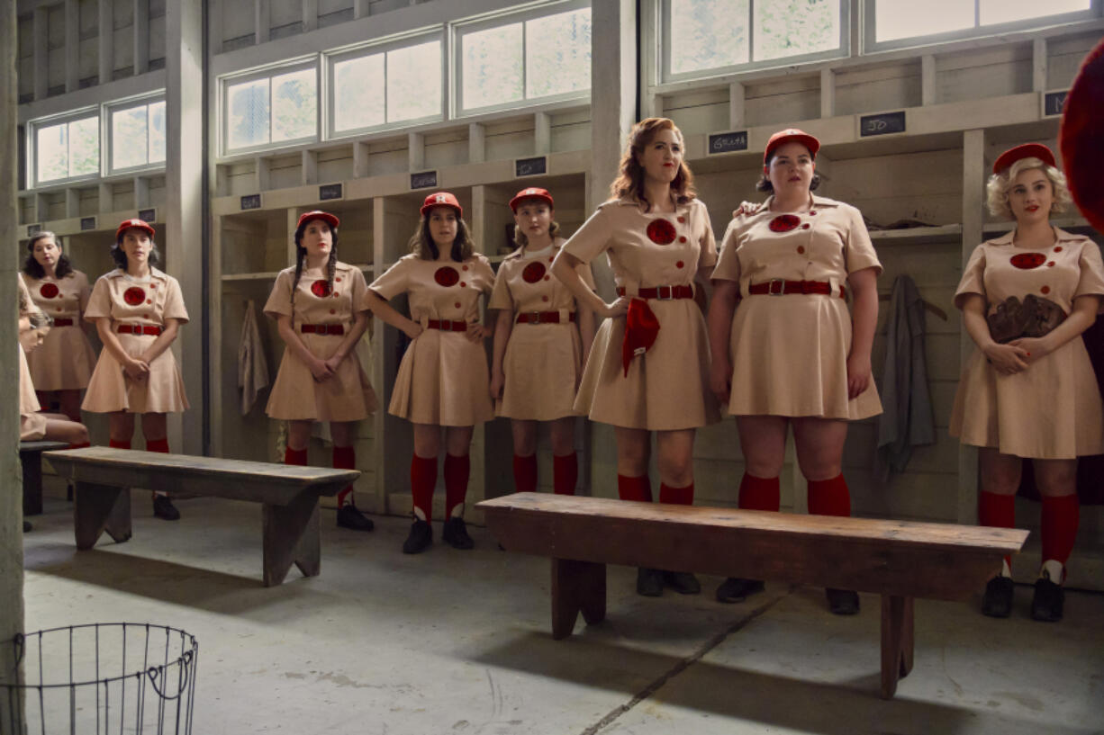 "The Rockford Peaches" are one of the teams in the newly formed All-American Girls Professional Baseball League in "A League of Their Own." (Anne Marie Fox/Prime Video)