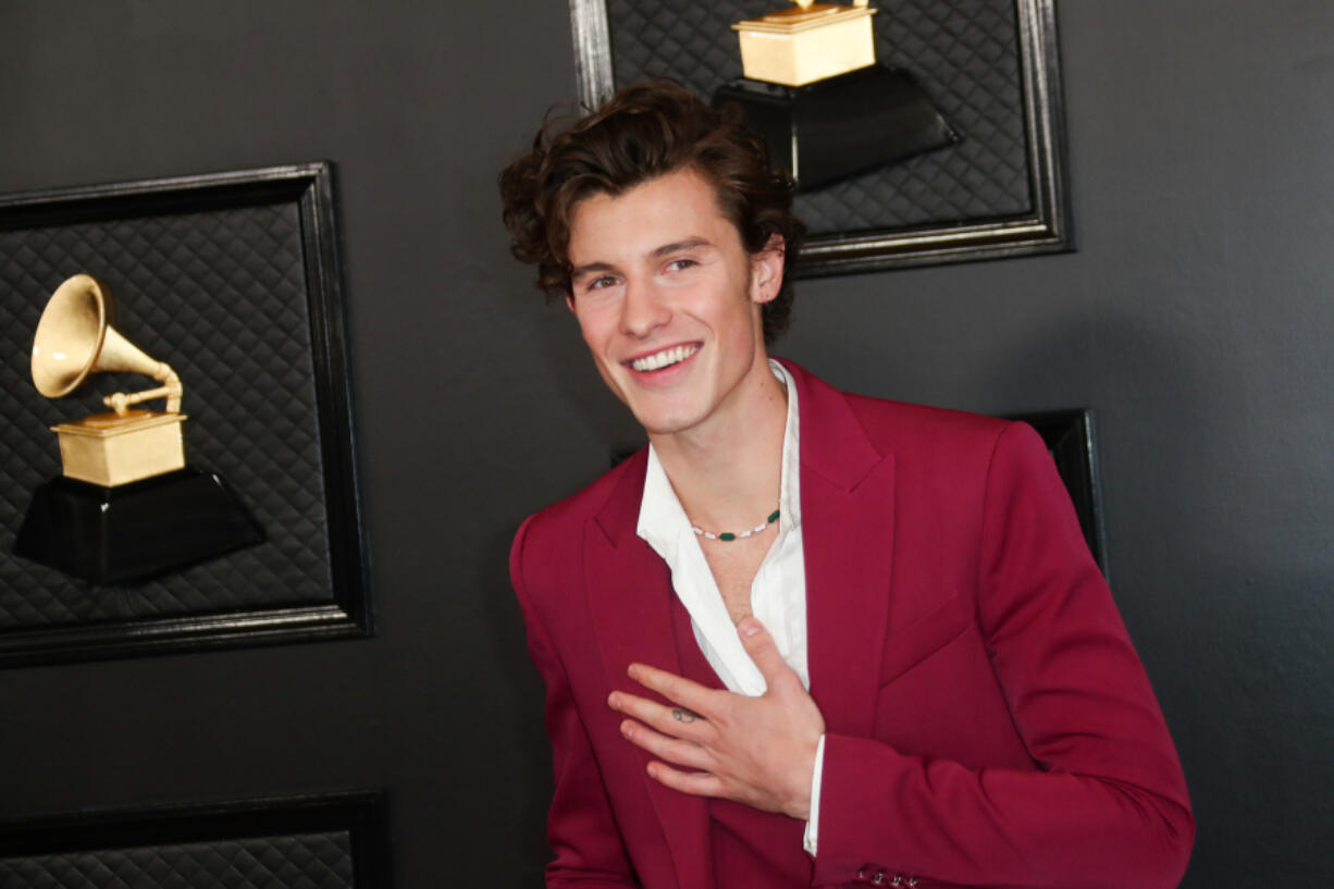 Shawn Mendes arrives at the 62nd Grammy Awards on Jan. 26, 2020, in Los Angeles (Allen J.