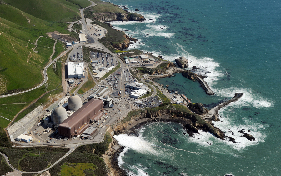 Aerial view of the Diablo Canyon Nuclear Power Plant, which sits on the edge of the Pacific Ocean at Avila Beach in San Luis Obispo County, California, on March 17, 2011.