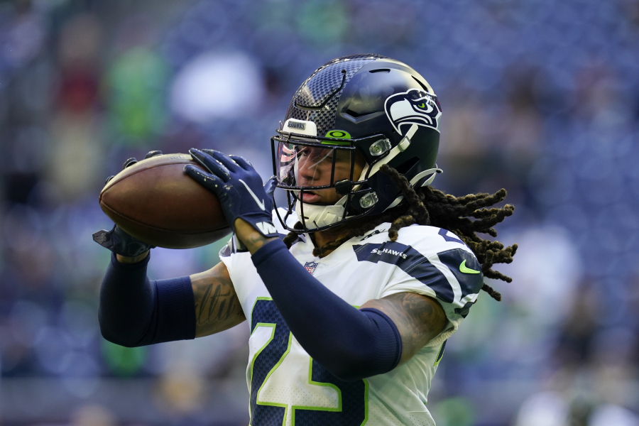 Seattle Seahawks defensive back Sidney Jones IV (23) during pregame warmups before an NFL football game against the Houston Texans, Sunday, Dec. 12, 2021, in Houston.