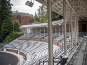 Empty benches fill Kiggins Bowl on Friday, Aug. 19, 2022. The central Vancouver stadium was built in the 1930s after resident Anna Leverich donated the land it sits on to the city. Its current renovations began in 2021.