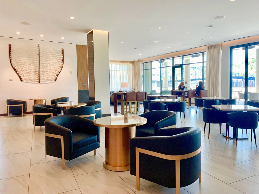 The AC Lounge on Vancouver's Waterfront has a modern vibe.