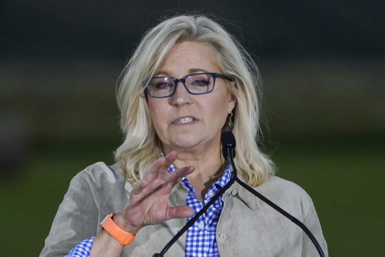 Rep. Liz Cheney, R-Wyo., speaks Tuesday, Aug. 16, 2022, at an Election Day gathering in Jackson, Wyo. Challenger Harriet Hageman has defeated Cheney in the primary. (AP Photo/Jae C.