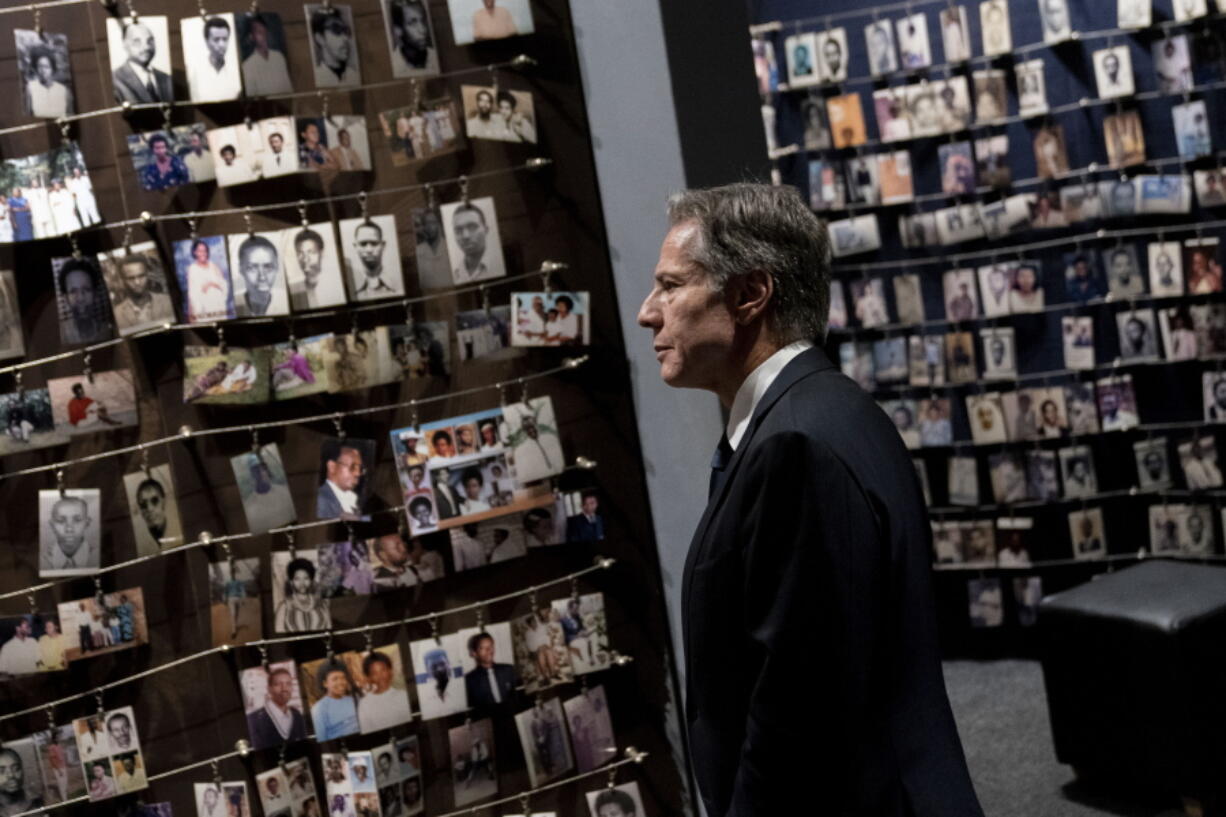 Secretary of State Antony Blinken visits the Kigali Genocide Memorial in Kigali, Rwanda, Thursday, Aug. 11, 2022. Blinken is on a ten day trip to Cambodia, Philippines, South Africa, Congo, and Rwanda.
