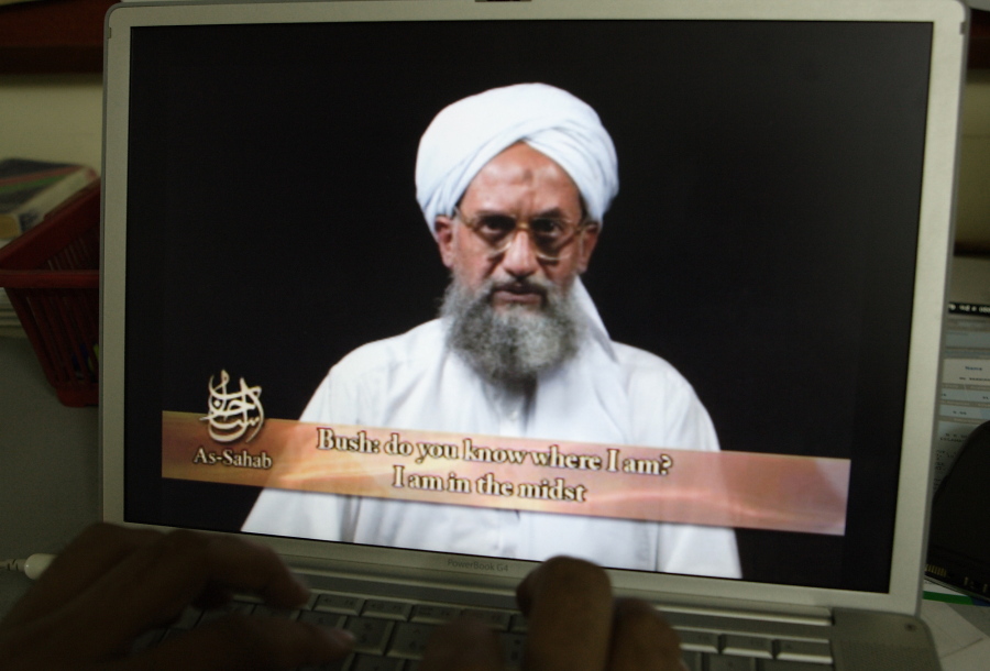 FILE - As seen on a computer screen from a DVD prepared by Al-Sahab production, al-Qaida's Ayman al-Zawahri speaks in Islamabad, Pakistan, on June 20, 2006. Al-Zawahri, the top al-Qaida leader, was killed by the U.S. over the weekend in Afghanistan. President Joe Biden is scheduled to speak about the operation on Monday night, Aug. 1, 2022, from the White House in Washington.