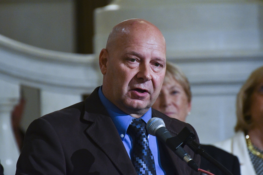 FILE - Doug Mastriano, speaks at an event on July 1, 2022, at the state Capitol in Harrisburg, Pa. Pennsylvania's Republican governor nominee, Mastriano is appearing Tuesday before the Jan. 6 committee investigating the U.S. Capitol insurrection as the panel probes Donald Trump's efforts to overturn the 2020 presidential election.