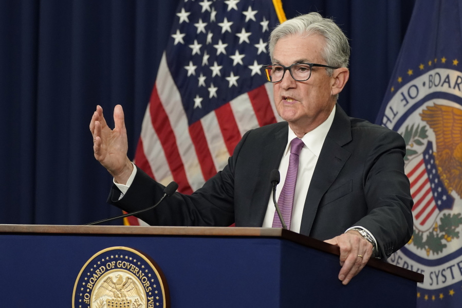 Federal Reserve Chairman Jerome Powell speaks during a news conference at the Federal Reserve Board building in Washington, Wednesday, July 27, 2022.