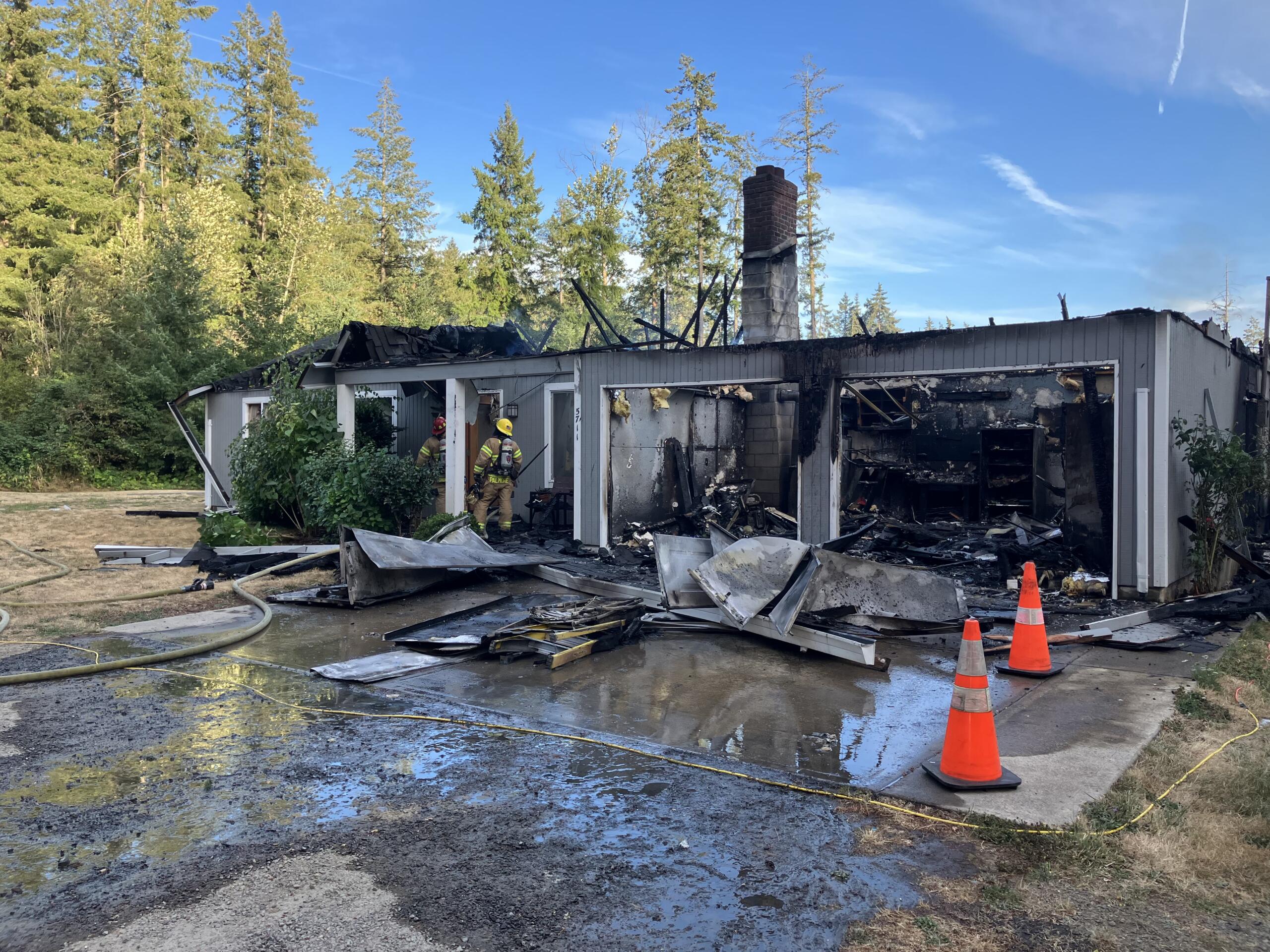 A home in rural Clark County near Ridgefield was destroyed by a fire Saturday. No one was hurt.
