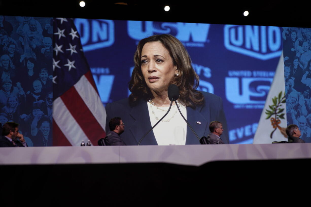 Vice President Kamala Harris speaks at a United Steelworkers convention Wednesday, Aug. 10, 2022, in Las Vegas.