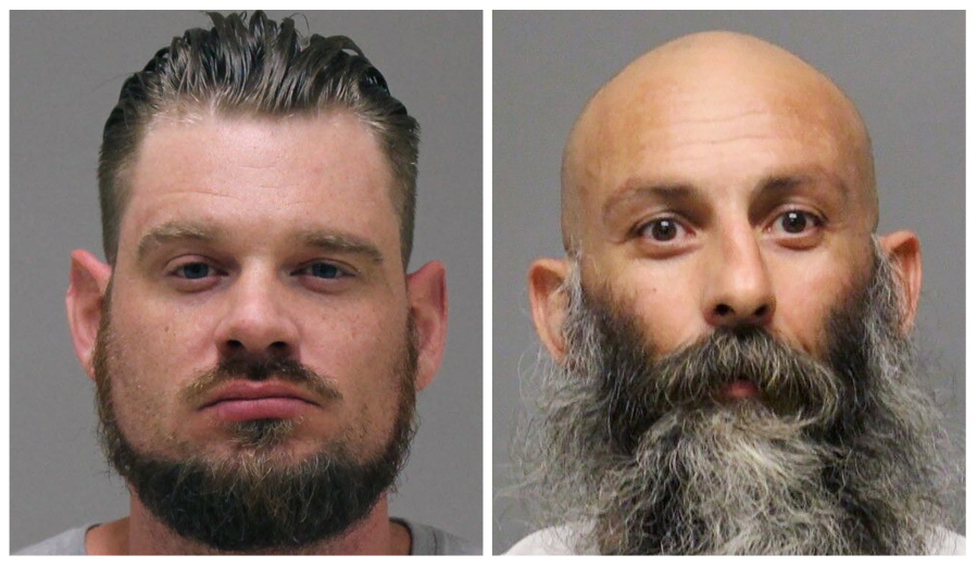 FILE - This photo combo of images provided by the Kent County Sheriff and Delaware Department of Justice, respectively, shows Adam Dean Fox, left, and Barry Croft Jr. on April 8, 2022. The men who are accused of crafting a plan to kidnap Michigan Gov. Gretchen Whitmer in 2020 and ignite a national rebellion are facing a second trial with jury selection starting Tuesday, Aug. 9, 2022, months after a jury couldn't reach a verdict on the pair while acquitting two others in the case.