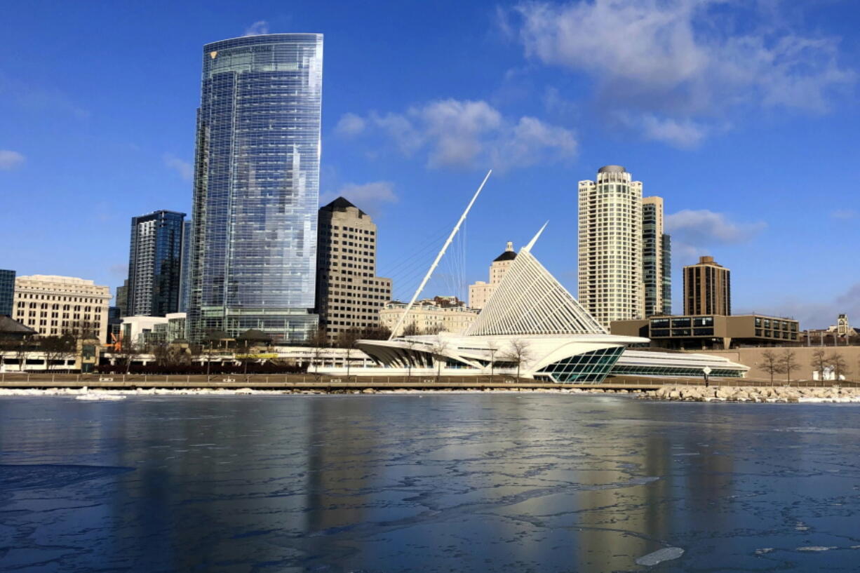 FILE - The skyline of Milwaukee, along Lake Michigan, is pictured on Feb. 8, 2019. Republicans are to announce Friday, Aug. 5, 2022 whether the 2024 national convention, where the party's presidential nominee will be officially named, will be held in Milwaukee or Nashville.