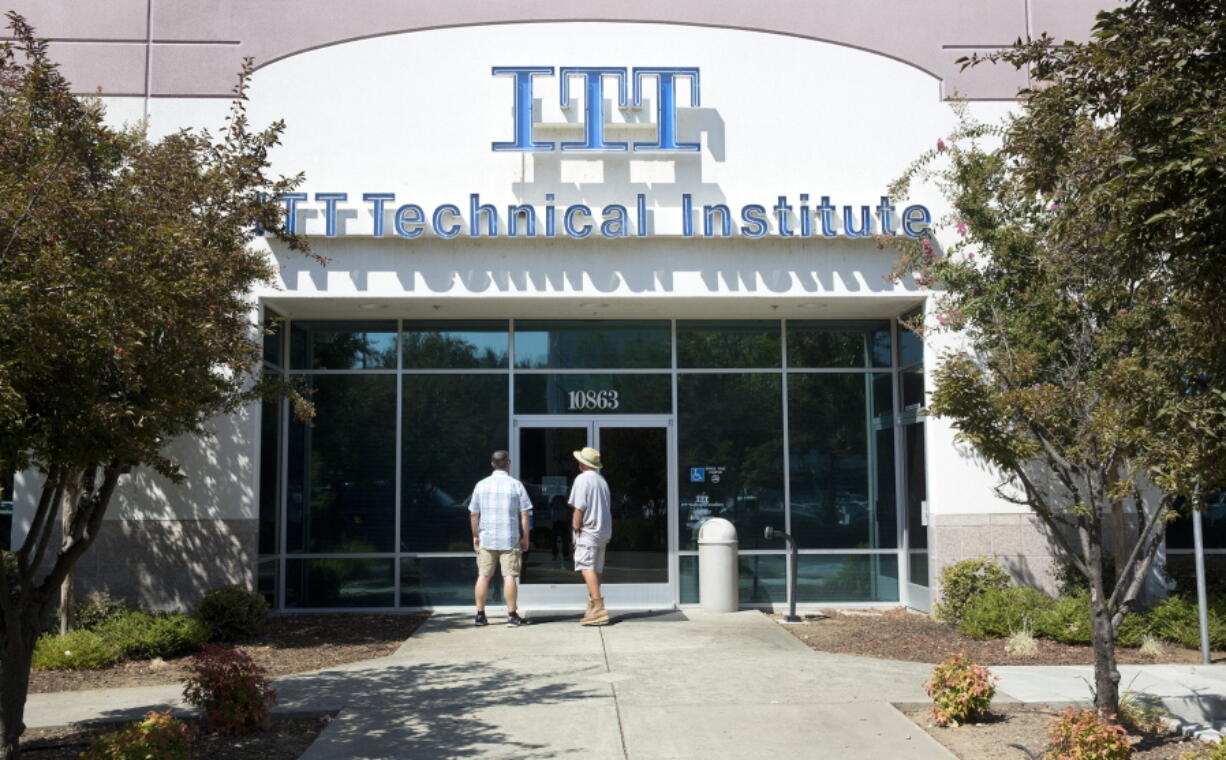 FILE - ITT Technical Institute campus seen closed after ITT Educational Services announced that the school had ceased operating, Sept. 6, 2016, in Rancho Cordova, Calif. Students who used federal loans to attend ITT Technical Institute as far back as 2005 will automatically get that debt canceled. This comes after authorities found "widespread and pervasive misrepresentations" at the defunct for-profit college chain. The Biden administration says the action will cancel $3.9 billion in federal student debt for 208,000 borrowers.