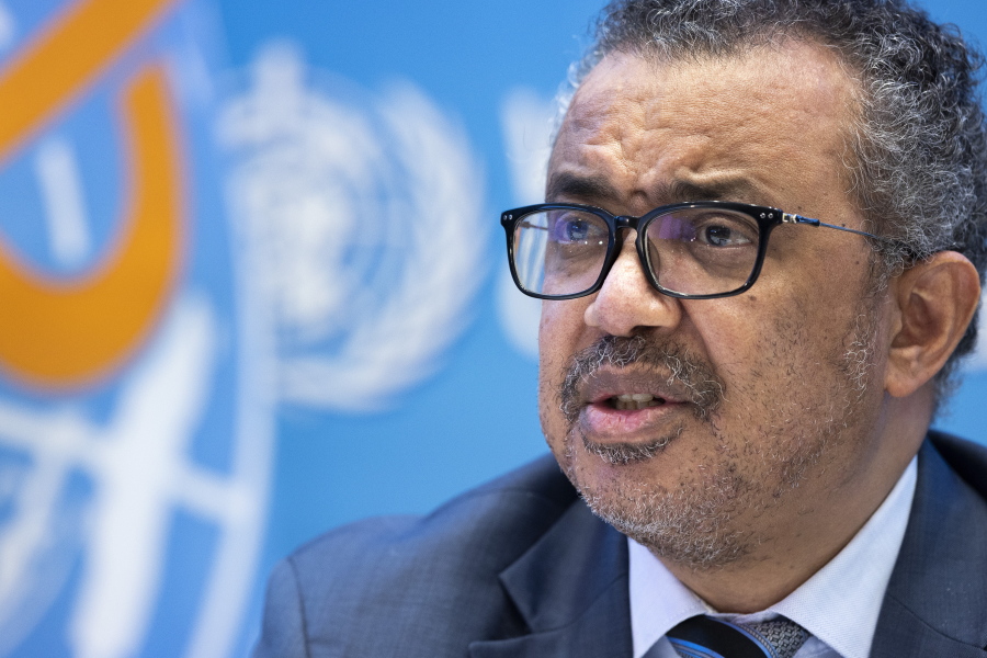 FILE - Tedros Adhanom Ghebreyesus, Director General of the World Health Organization talks to the media regarding the coronavirus COVID-19 at the World Health Organization headquarters in Geneva, Switzerland, Monday, Dec. 20, 2021. In an emotional statement at a press briefing on Wednesday, Aug. 17, 2022 WHO Director-General -- who is an Ethnic Tigrayan -- said the situation in his home country of Ethiopia, where 6 million people in Tigray have essentially been cut from the world, is worse than any other humanitarian crisis in the world.