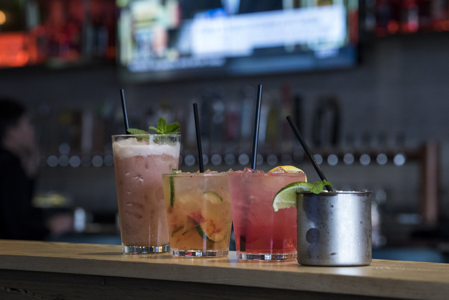 From left: The Casino Cooler, Gin and Juice, Cactus Ass Kick and Mule Kick are among the drinks you can order late at night at ilani's Tom's Urban.