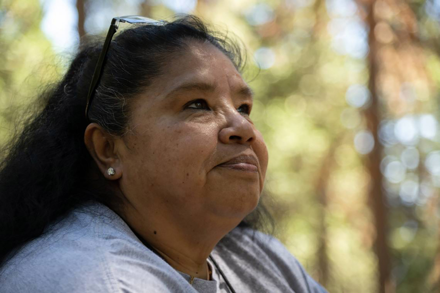Colfax-Todds Valley Consolidated Tribe elder Gerri Camp enjoys a peaceful Aug. 18, 2022, on the 40 acres that her tribe recently acquired on Moody Ridge near Alta, California. The tribe is comprised of Maidu and Miwok peoples, also known as Nisenan, who lost their rancheria in 1958 but continued to live in Placer County.