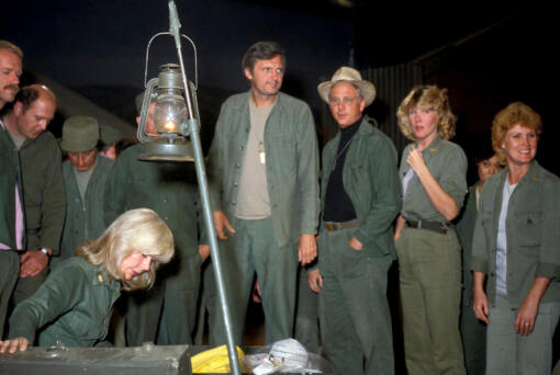 The final scene of "M.A.S.H.," featuring Loretta Swit, Alan Alda and William Christopher, in 1983.