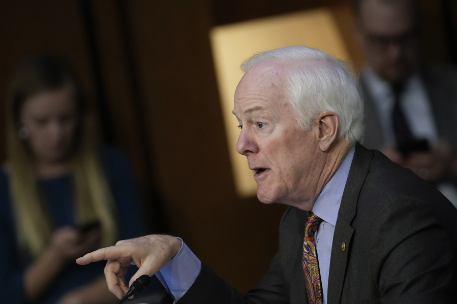 Sen. John Cornyn, R-Texas, questions Supreme Court nominee Judge Ketanji Brown Jackson during her Senate Judiciary Committee confirmation hearing in the Hart Senate Office Building on Capitol Hill, Wednesday, March 23, 2022, in Washington, D.C. At a Senate panel hearing earlier in September on how immigrants could fill health care workforce shortages, Cornyn said there will be no solution to employment-related immigration challenges ???until we find a solution to what???s happening at the border now.???