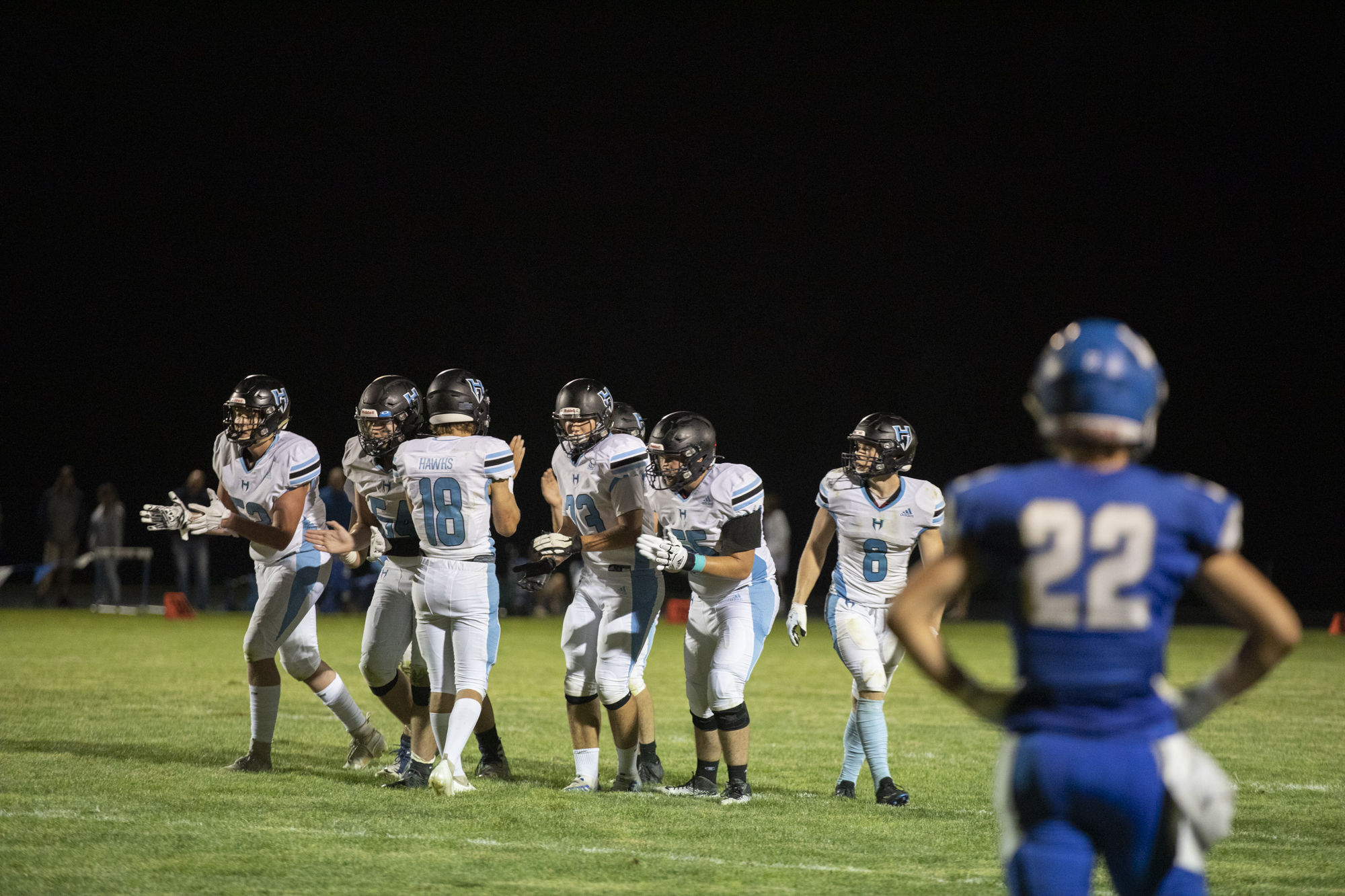 Hockinson prepares for a play against La Center at La Center High School, Friday, Sept. 2, 2022.