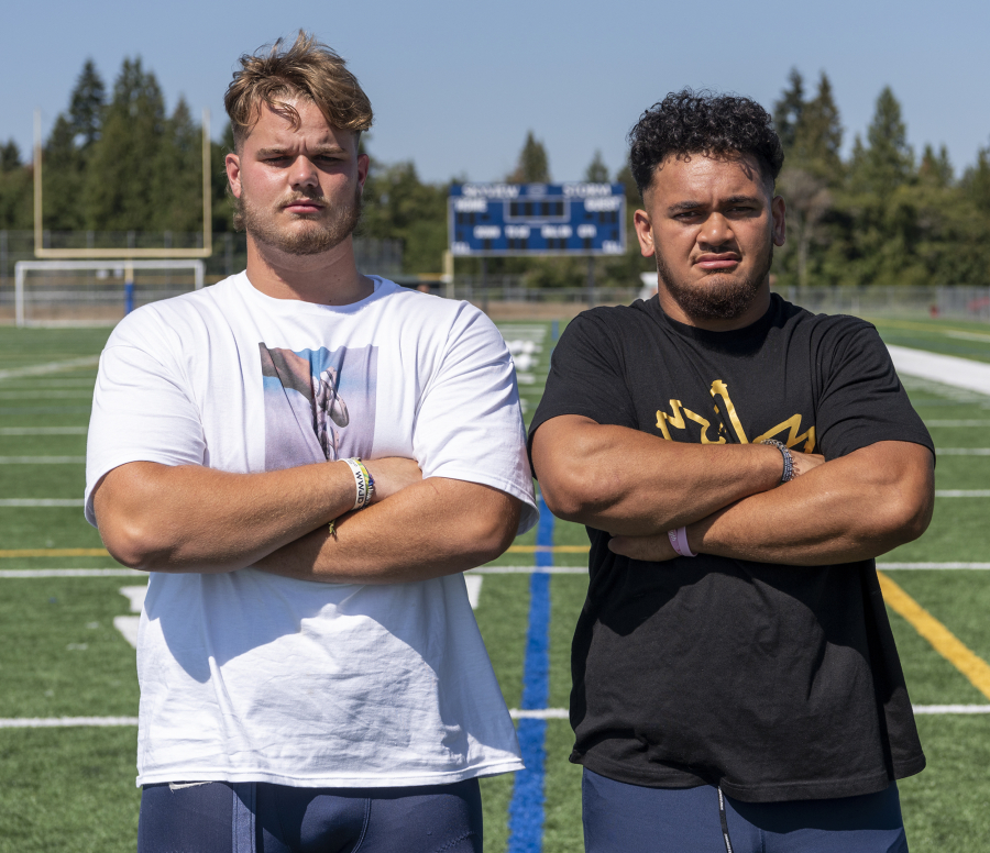 Skyview seniors Ty Evans, left, and Jalen Salavea are the undisputed leaders of a young team and they understand the responsibilities that come with the title.