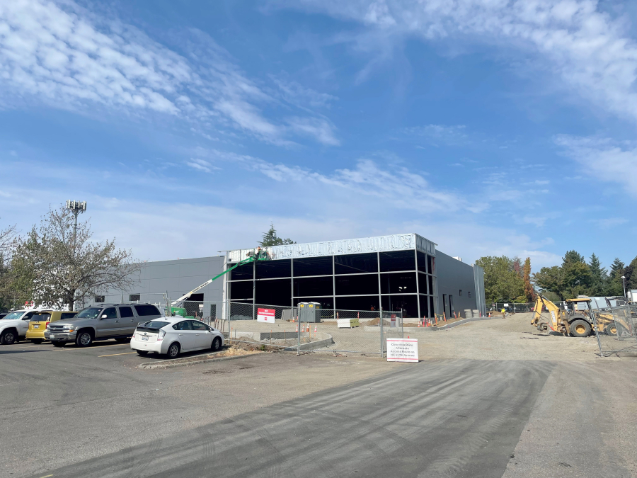 A new Tesla dealership is rising near Northeast Fourth Plain Boulevard and Northeast Andresen Road.