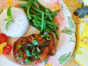 My stepmother, Kaye, was a little salty, a little sweet and loved a good meal. This piquant recipe for salmon filets with a honey-garlic sauce is in her honor.