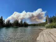The Cedar Creek Fire burns near Waldo Lake in Oregon.  (U.S.