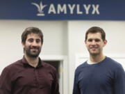 FILE - This 2018 photo provided by Amylyx shows the company's co-founders Joshua Cohen, left, and Justin Klee in Cambridge, Mass. on Sept. 2, 2022. A closely watched experimental drug for Lou Gehrig's disease is getting an unusual second look from U.S. regulators on Wednesday, Sept. 7, 2022, amid intense pressure to approve the treatment for patients with the fatal illness. Patients and their families have rallied behind the drug from Amylyx Pharma, launching an aggressive lobbying campaign and enlisting members of Congress to push the Food and Drug Administration to grant approval.