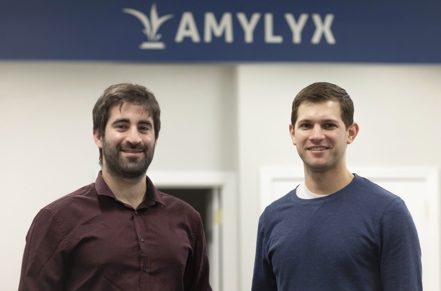 FILE - This 2018 photo provided by Amylyx shows the company's co-founders Joshua Cohen, left, and Justin Klee in Cambridge, Mass. on Sept. 2, 2022. A closely watched experimental drug for Lou Gehrig's disease is getting an unusual second look from U.S. regulators on Wednesday, Sept. 7, 2022, amid intense pressure to approve the treatment for patients with the fatal illness. Patients and their families have rallied behind the drug from Amylyx Pharma, launching an aggressive lobbying campaign and enlisting members of Congress to push the Food and Drug Administration to grant approval.