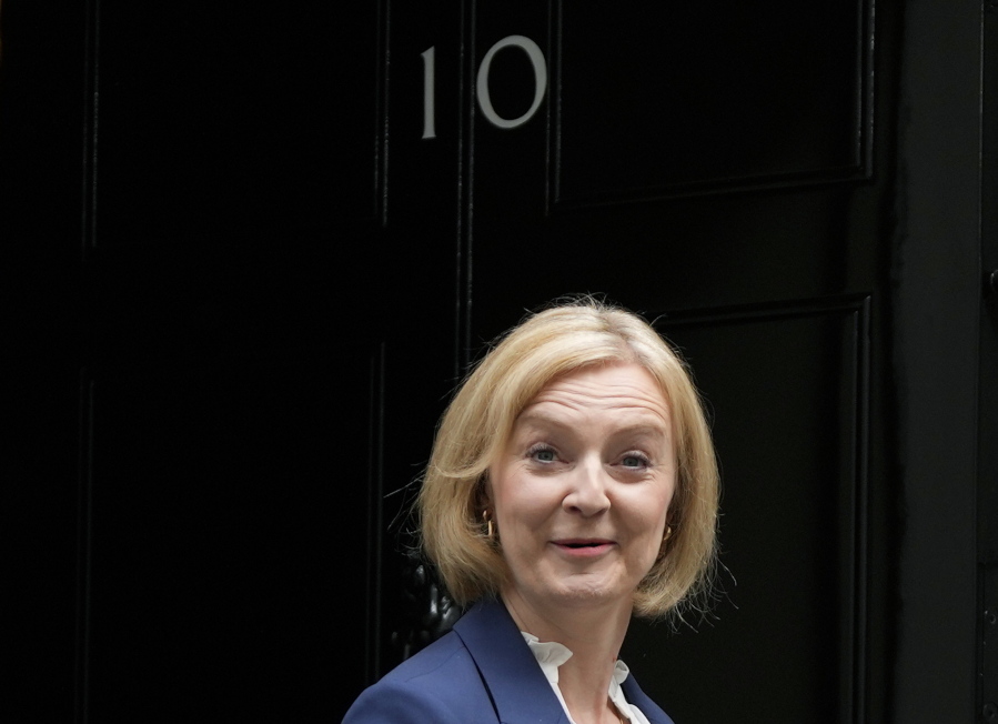 British Prime Minister Liz Truss leaves 10 Downing Street to attend her first Prime Minister's Questions at the Houses of Parliament, in London, Wednesday, Sept. 7, 2022.