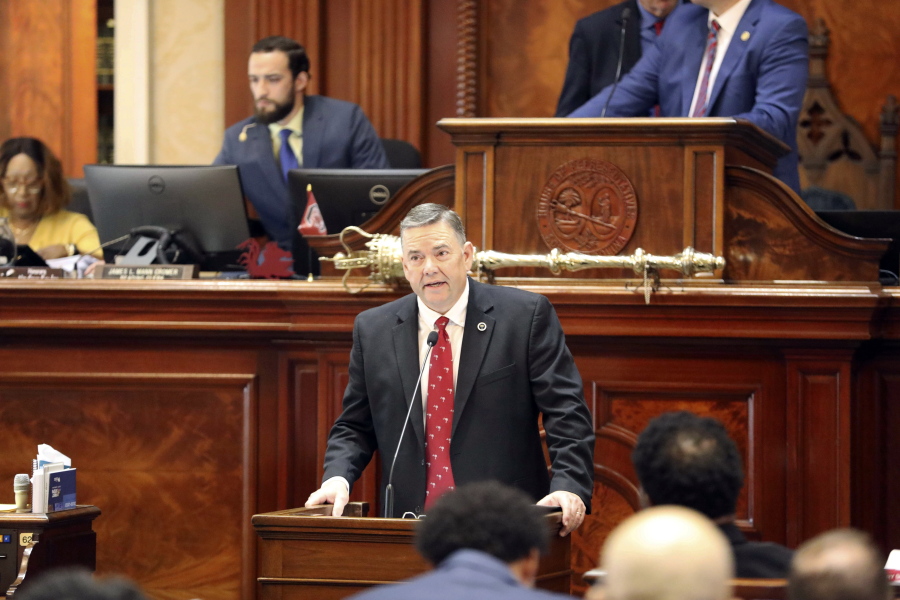 South Carolina Rep. John McCravy, R-Greenwood, talks about a total ban on abortion he has proposed during the House session on Tuesday, Aug. 30, 2022, in Columbia, S.C.