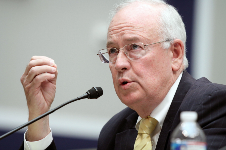 FILE - Baylor University President Ken Starr testifies at the House Committee on Education and Workforce on college athletes forming unions on May 8, 2014, in Washington. Starr, whose criminal investigation of Bill Clinton led to the president's impeachment, died Sept. 13, 2022. He was 76.