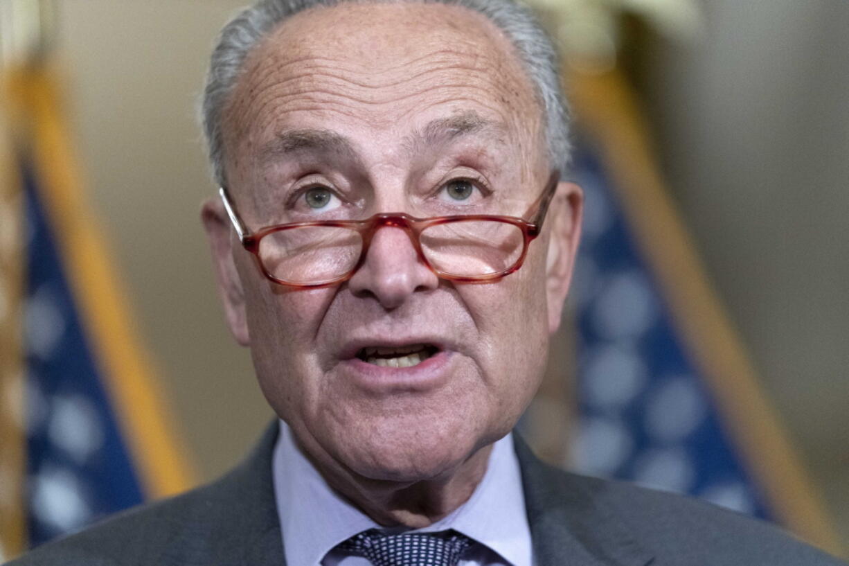 Senate Majority Leader Chuck Schumer, D-N.Y., speaks during a news conference following the Democrats policy luncheon meeting on Capitol Hill, Tuesday, Sept. 20, 2022, in Washington.