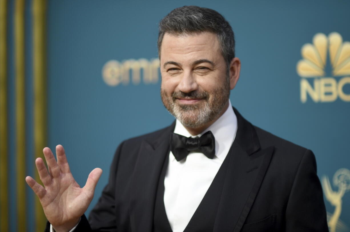 Jimmy Kimmel appears Sept. 12 at the 74th Primetime Emmy Awards in Los Angeles. Kimmel is celebrating his 20th anniversary as ABC's late-night host early, signing a three-year contract extension for "Jimmy Kimmel Live!" His show debuted in January 2003, and the new deal means he will remain with it into the 2025-26 season.
