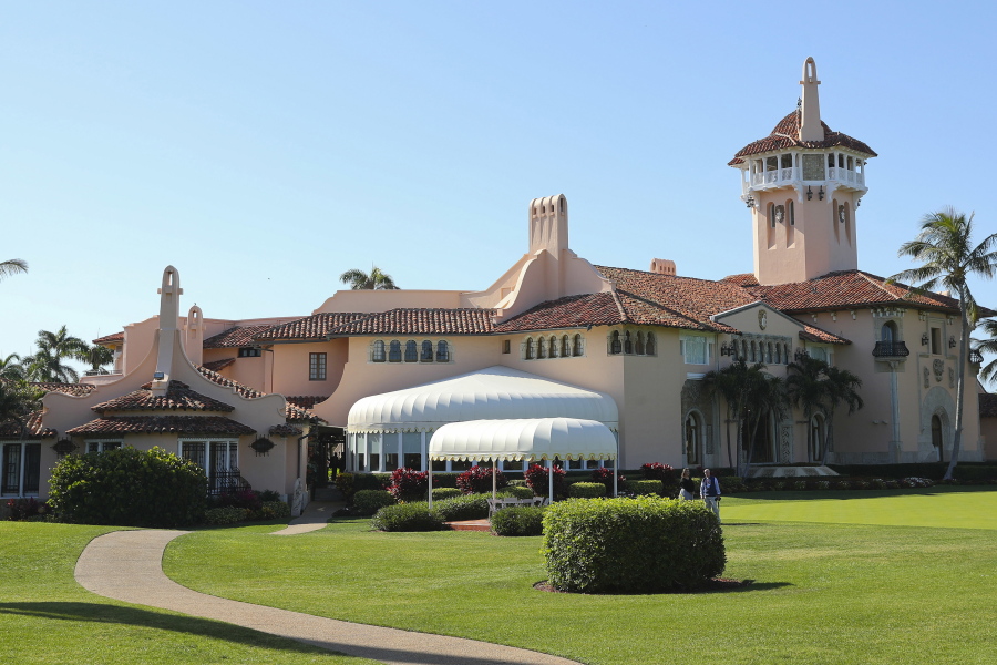 FILE - President Donald Trump's Mar-a-Lago estate is seen in Palm Beach, Fla., April 18, 2018. The Justice Department is appealing a judge's decision to name an independent arbiter to review records seized by the FBI from former President Donald Trump's Florida home.