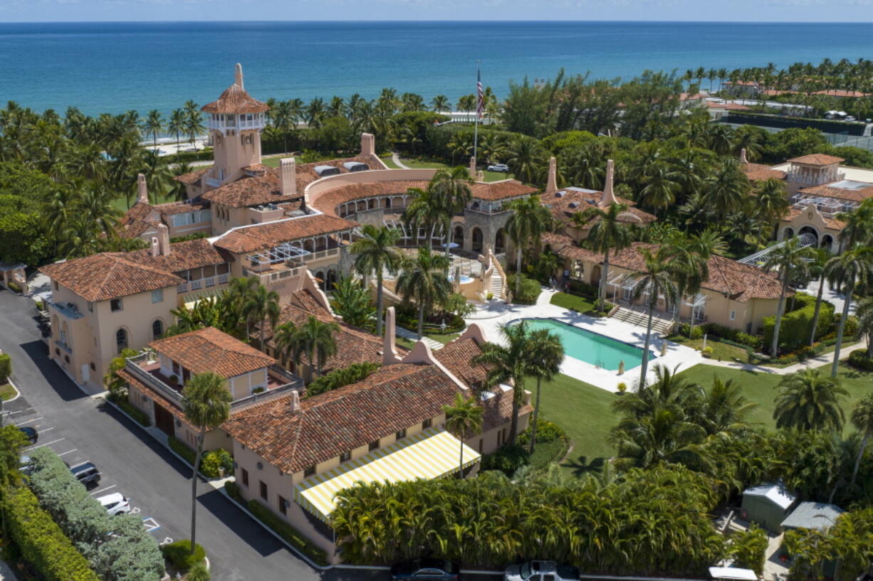 FILE - President Donald Trump's Mar-a-Lago estate in Palm Beach, Fla., Aug. 31, 2022. A document purporting to be from the U.S. government and claiming the Treasury Department had information related to the search at Mar-a-Lago was a fabrication.