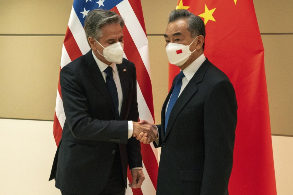 U.S. Secretary of State Antony Blinken meets with China's Foreign Minister Wang Yi during the 77th United Nations General Assembly on Friday, Sept. 23, 2022.