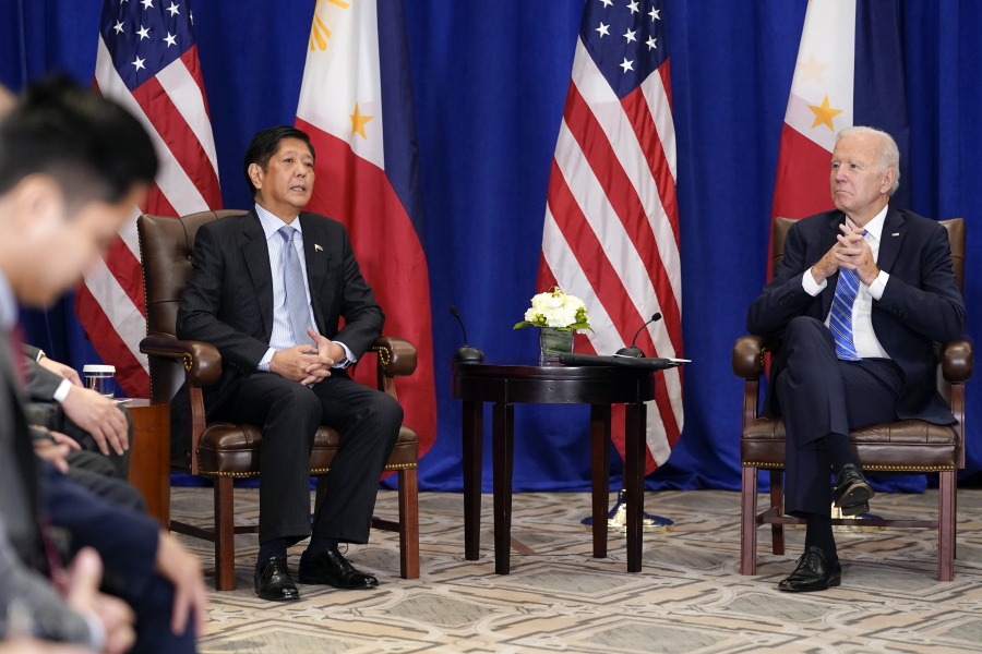 President Joe Biden meets with Philippine President Ferdinand Marcos Jr., Thursday, Sept. 22, 2022, in New York.