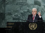Palestinian President Mahmoud Abbas addresses the 77th session of the United Nations General Assembly, Friday, Sept. 23, 2022, at the U.N. headquarters.