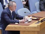 Belarus' Foreign Minister Vladimir Makei speaks during a high level Security Council meeting on the situation in Ukraine, Thursday, Sept. 22, 2022, at United Nations headquarters. The tide of international opinion appears to have decisively shifted against Russia, as a number of non-aligned countries joined the United States and its allies in condemning Russia's war in Ukraine and its threats to the principles of the international rules-based order.