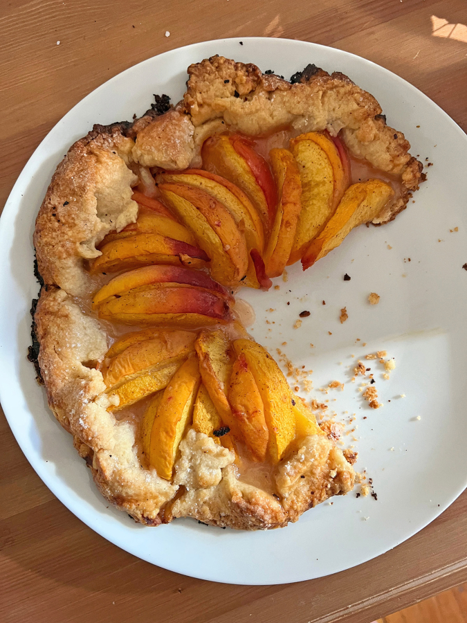 A free-form peach crostata is easier to make than pie, but just as sweet of a taste of summer.