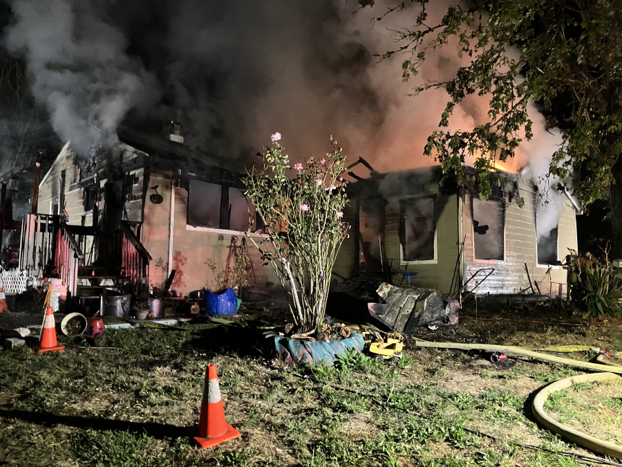 A single-story house that caught fire early Thursday morning northwest of La Center. Three people were displaced by the blaze.