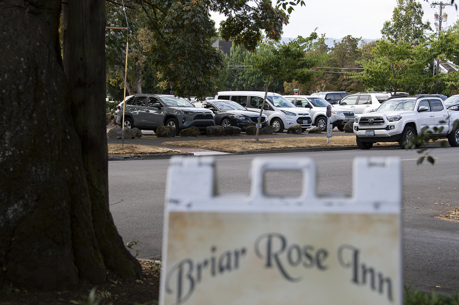 Part of a vacant lot at West 11th Street and Daniels Street will be the location of the third Safe Stay community, the city of Vancouver announced Tuesday. The lot is shown from the front steps of Briar Rose Inn on Sept. 14.