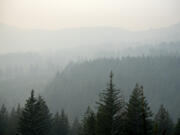 Thick smoke from the Nakia Fire clogs the air, as seen from the Camas Creek Watershed on Wednesday afternoon, Oct. 19, 2022.