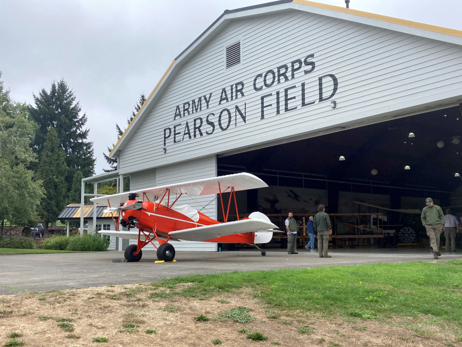 The plane belonging to Leah Hing, the first U.S.-born Chinese American pilot, moves to its new location as part of Pearson Air Museum's permanent exhibits.