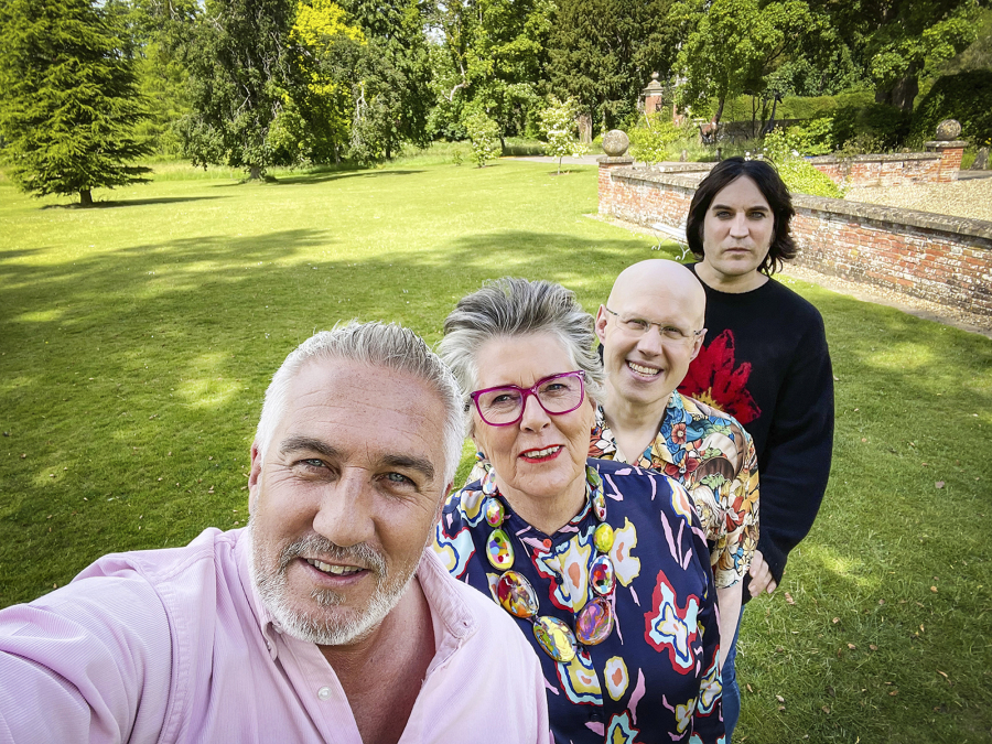 From left, Paul Hollywood, Prue Leith, Matt Lucas and Noel Fielding on ???The Great British Baking Show.???