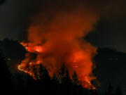 The Nakia Creek Fire near Larch Mountain had burned about 70 acres on Sunday night.
