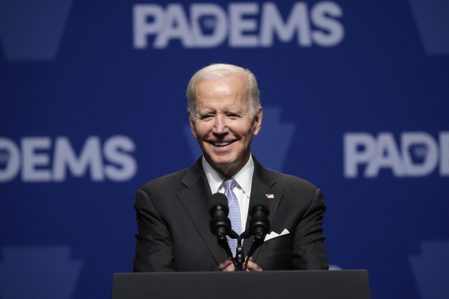 President Joe Biden speaks during the Pennsylvania Democratic Party's 3rd Annual Independence Dinner in Philadelphia, Friday, Oct. 28, 2022.