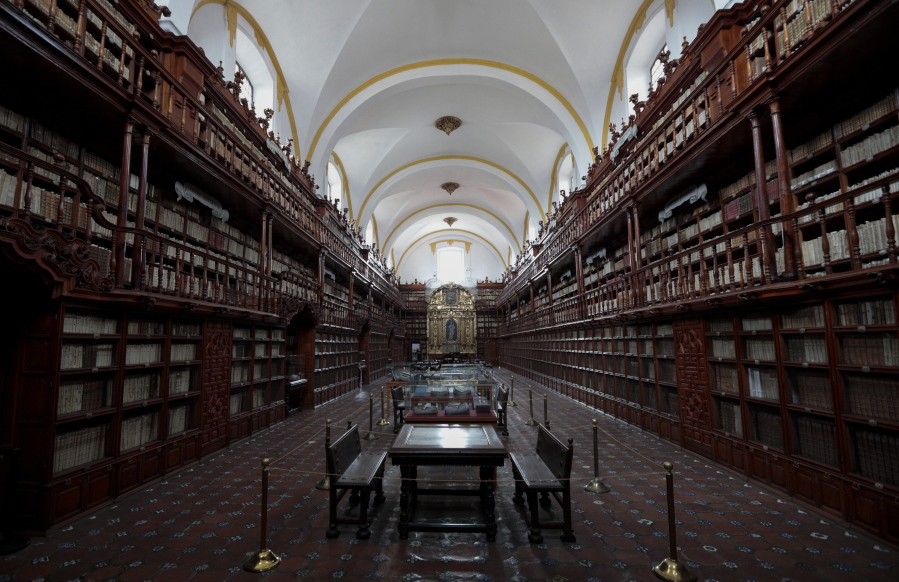 The interior of Palafoxiana library in Puebla, Mexico, Tuesday, Sept. 13, 2022. It is the oldest public library in the Americas, according to UNESCO.