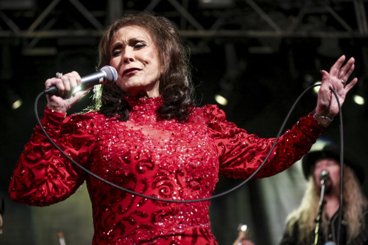 FILE - Loretta Lynn performs at the BBC Music Showcase during South By Southwest on March 17, 2016, in Austin, Texas. Lynn, the Kentucky coal miner's daughter who became a pillar of country music, died Tuesday at her home in Hurricane Mills, Tenn. She was 90.